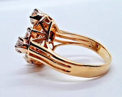 Antique 14K Gold & Five Diamond Ring – High Pierced Mount, 1.45 Carats, Sz. 7