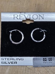 Vintage 1980’s Small Sterling Silver Hoops Earrings Revlon NOS