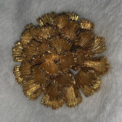 Vintage Gold Tone Floral Flower Brooch Pin Women’s Fashion Metal No Stone