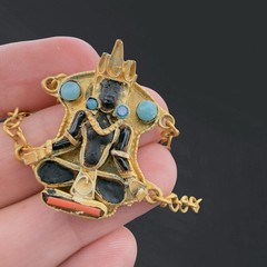 Vintage 🖤 Tibetan Nepalese Turquoise Coral CHOKER Buddha Goddess BRASS Necklace