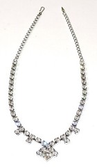 Vintage Rhinestone Crystal Necklace With Hook Closure 15.5 Inches Length