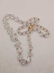 Antique Faceted Graduated Crystal Necklace W/Gold Filled Clasp&Spacer Beads