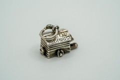 Antique Sterling Silver Movable Man in the DOG HOUSE Bracelet Charm 1.8cm N2