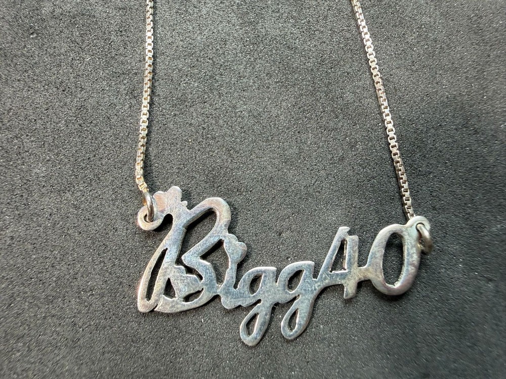 4.50g Vintage Sterling Silver 925 Bigg40 Script Pendant Chain Necklace 21 in M