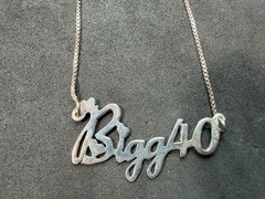 4.50g Vintage Sterling Silver 925 Bigg40 Script Pendant Chain Necklace 21 in M