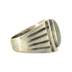 Prehnite, Sterling Silver Vintage Ornate Band Ring Sz. 9.5