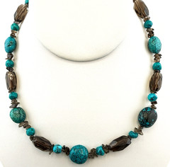 Deb Guyot Necklace Blue Turquoise Quartz Sterling Silver 925 HSN Beaded Matrix