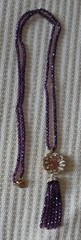 MMA Metropolitan Museum Art Signed Necklace Tassel Pendant Amethyst? Glass? 33″