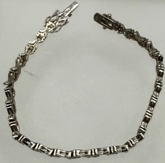 ESTATE STERLING SILVER 925 XOXO CZ PRONG SET STONES TENNIS BRACELET
