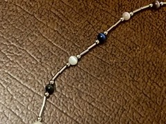 Vintage Signed LR Lady Remington Beaded Station Chain Necklace Minimalist