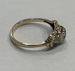Antique Art Deco 14k Yellow Gold Cathedral Diamond Engagement Ring Wedding 6.25