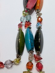 ✨VINTAGE✨ EsMor Bohemian Painted Bead Necklace 3 Strands Hand Strung Fabulous