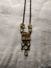 Remington Vintage Lady’s Mantle Necklace Multi-Color Gems, Gold Tone