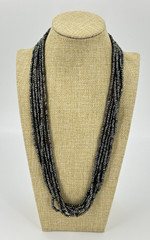 Black Hematite Seed Bead Multistrand Necklace 24 Inch