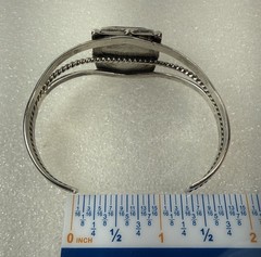 Vintage Sterling Silver Dark Grey Stone Cuff Bracelet