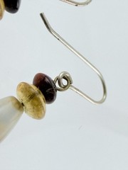 Vintage Sterling Silver Blown Glass Beads and Tigers Eye Hook Earrings 1g 1.25In