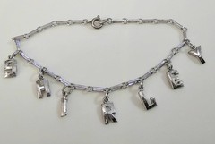 Vintage Sterling Silver SHIRLEY Name Charm Bracelet 6.75″ Personalized Letter…