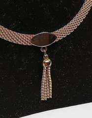 Vintage Judy Lee Signed Gold Tone Mesh tassel pendant Choker Necklace