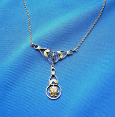 Original EARTH MINED DIAMOND SAPPHIRE Deco Pendant 14K GOLD Antique Necklaces