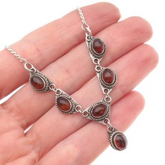 925 Sterling Silver Vintage Real Amber Cable Chain Necklace 16-18″