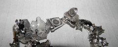 Vintage Silver Plate Enamel Cat Link Bracelet 7 1/4″ Magnetic Clasp Closure EUC