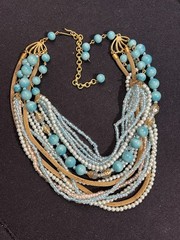 VTG. Blue Gold, Choker, Mixture Style, Multiple Strands.. Extender Added 40’s?