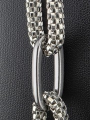 Graziano Signed Chunky Silver Tone Chain Necklace Mixed Link Statement 36″ – 39″