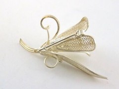 Vintage Sterling Silver Filigree Flower Brooch Figural Floral Pin 925 8g 2.25 In