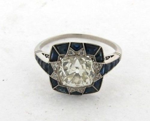 2CT Old Mine Cut Lab Created Diamond Wedding Ring Vintage Art Deco 14K Gold Over