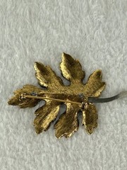 Vintage Antique Gold Silver Tone Maple Leaf Brooch