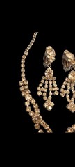 Vintage La Roco crystal necklace Clip on Earrings statement signed costume