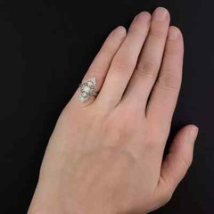 Art Deco Round Lab Created Diamond 14K White Gold FN Filigree Engagement Ring