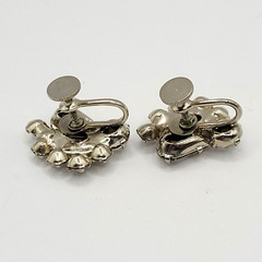 Clear Rhinestone Climber Sparkle Prism Fancy Event Vintage Screwback Earrings