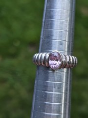 Vintage Pink Stone Sterling Silver Ring Art Deco Style 925 Size 7.75