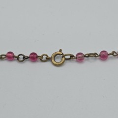 VTG Czech Style Pink Foil Glass Necklace Dangle Art Deco Bohemian 1920’s 16.5″