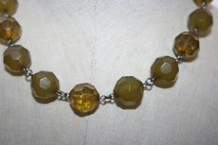 Adjustable Choker Princess Necklace Facet Green Amber Bead Lucite Acrylic Resin