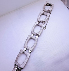 Vintage Modernist Belgiorno 900 Silver Bracelet 1970s Argentina 95.3 g 7.25 in