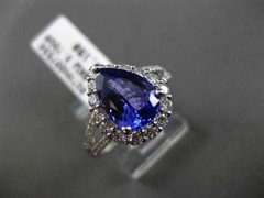 ESTATE 4.46CT DIAMOND & TANZANITE 18KT WHITE GOLD 3D PEAR HALO ENGAGEMENT RING