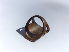 Vintage Handmade Copper Cloisonne Enamel Ring, Size P (17.75 mm) 7.2 g