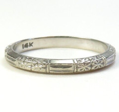 Antique Art Deco 1920’s Wedding Band 14KW Ring Size 7 UK-N1/2 2.41 MM Engraved