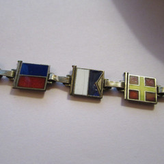 VTG 1940s Sterling Silver Enamel Nautical Flag Sweetheart Bracelet WWII
