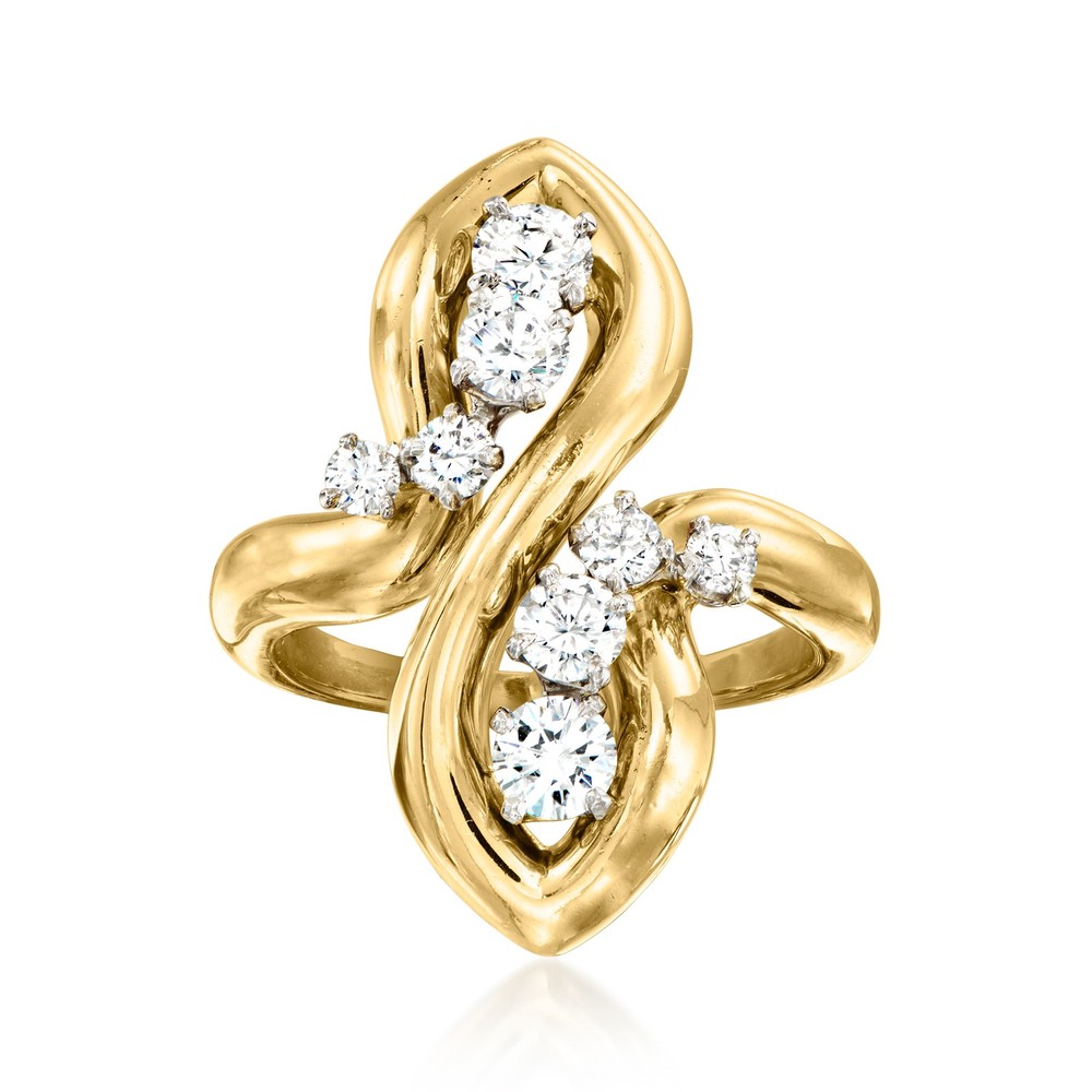 Vintage 1.00 ct. t.w. Diamond Swirl Ring in 18kt Yellow Gold. Size 5