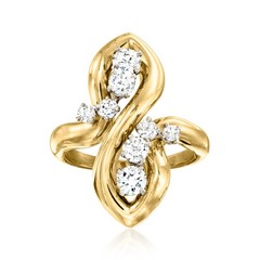 Vintage 1.00 ct. t.w. Diamond Swirl Ring in 18kt Yellow Gold. Size 5