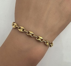 14K Yellow Gold Mariner Anchor Link Charm Bracelet Italy 6 3/4 inch Italian