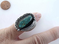 sz5 Navajo Old Pawn sterling High Grade Nevada Turquoise ring