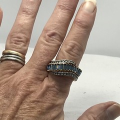 Vintage 18K HGE Gold Plated Blue Baguette & Blue Crystals Ring varied sizes