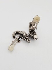 Silver tone Rhinestone clip on dangle drop earrings 1 1/8″