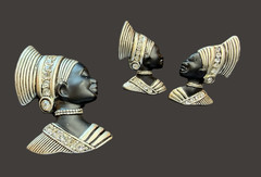 Vintage Egyptian Revival Nubian Queen Brooch & Earrings Set Askew London Style