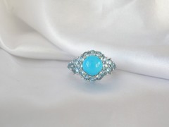 Vintage Sterling Silver 925 Sleeping Beauty Blue Topaz Ring Size 7