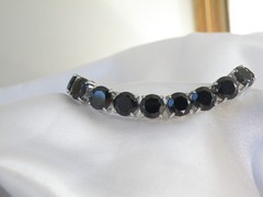 Sterling Silver 925 Natural 50tcw Black Spinel Tennis Bracelet 8″